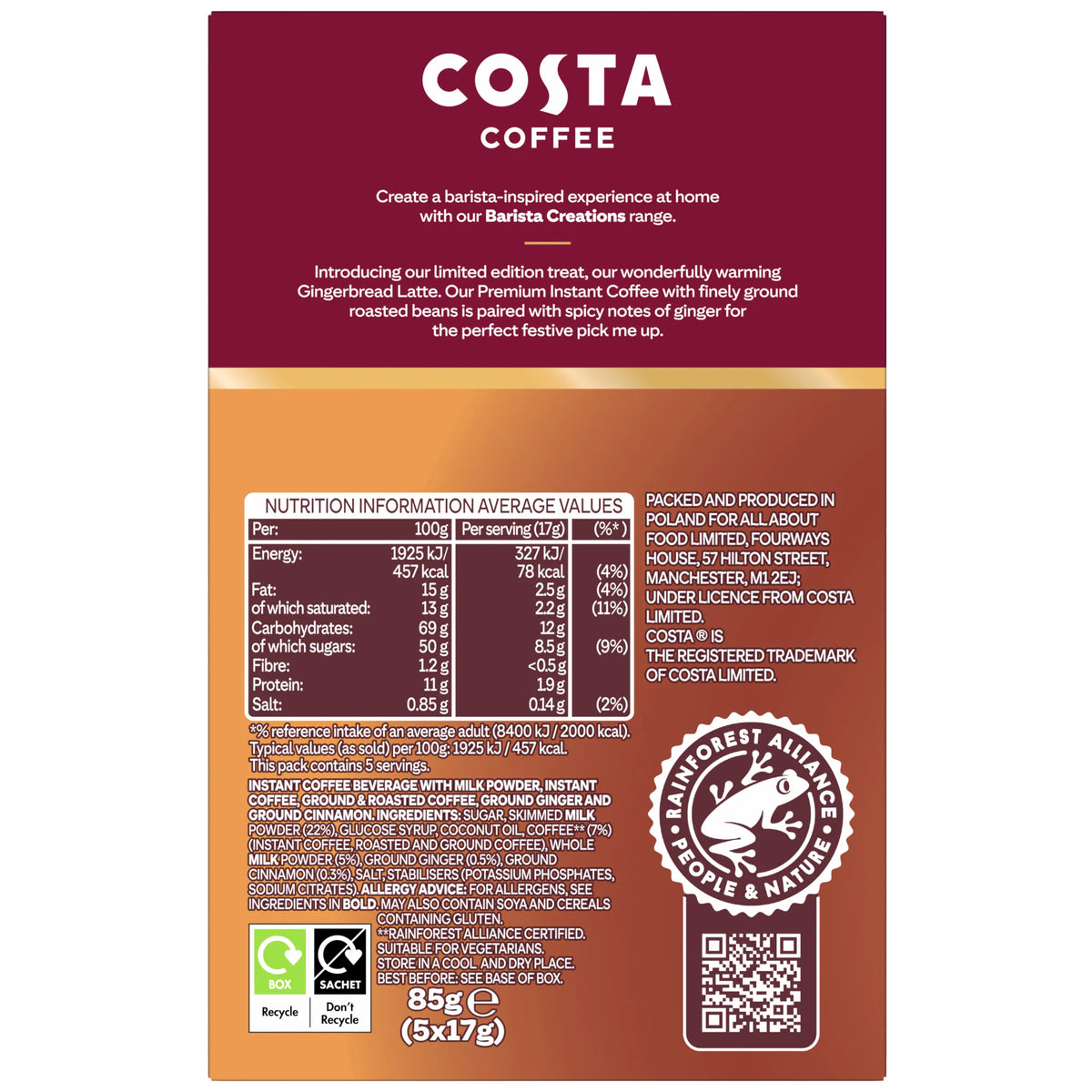 Limited Edition Gingerbread Latte by COSTA at The British Vault