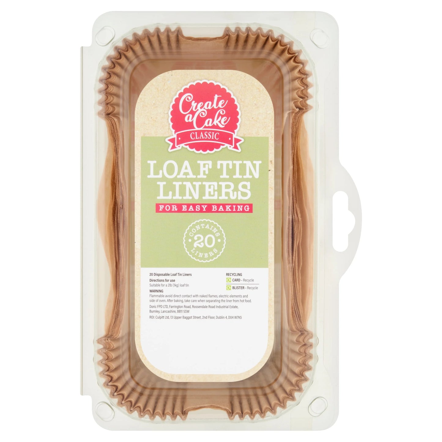 Loaf Tin Liners 20 by CREATE A CAKE