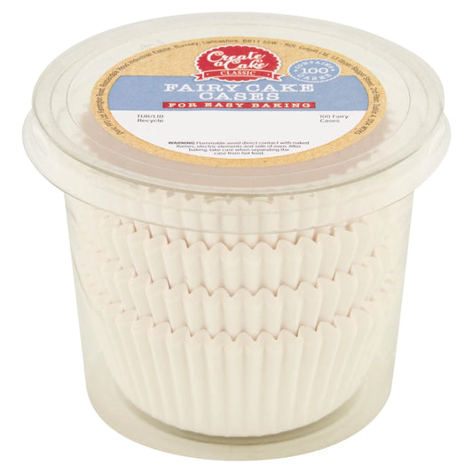 White Fairy Cake Cases 100 by CREATE A CAKE