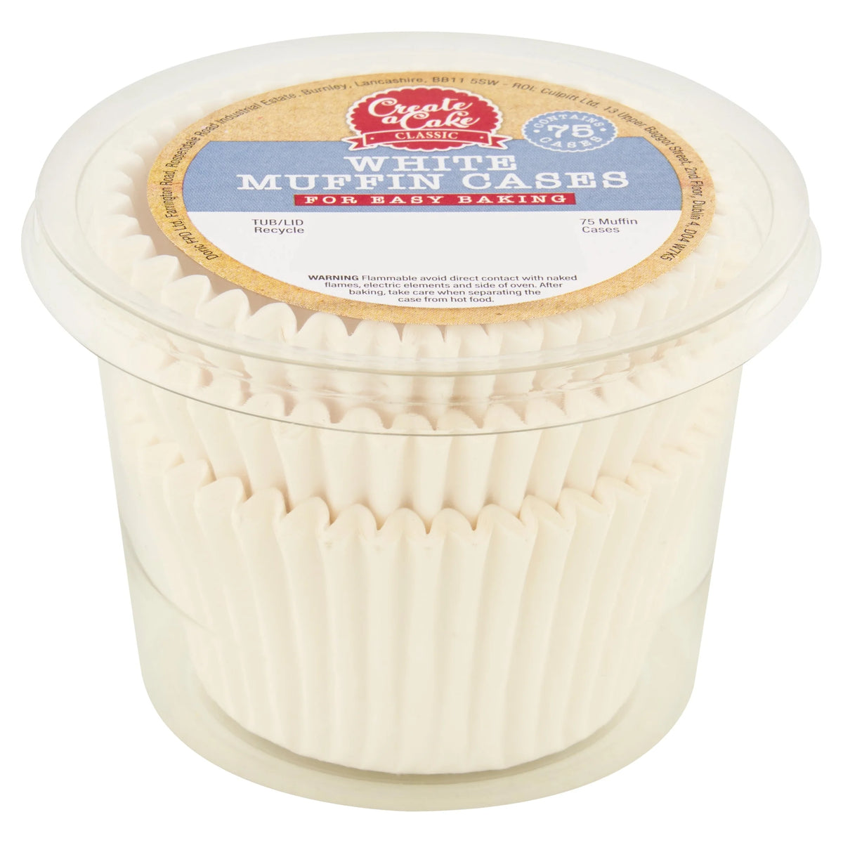 White Muffin Cases 75 by CREATE A CAKE