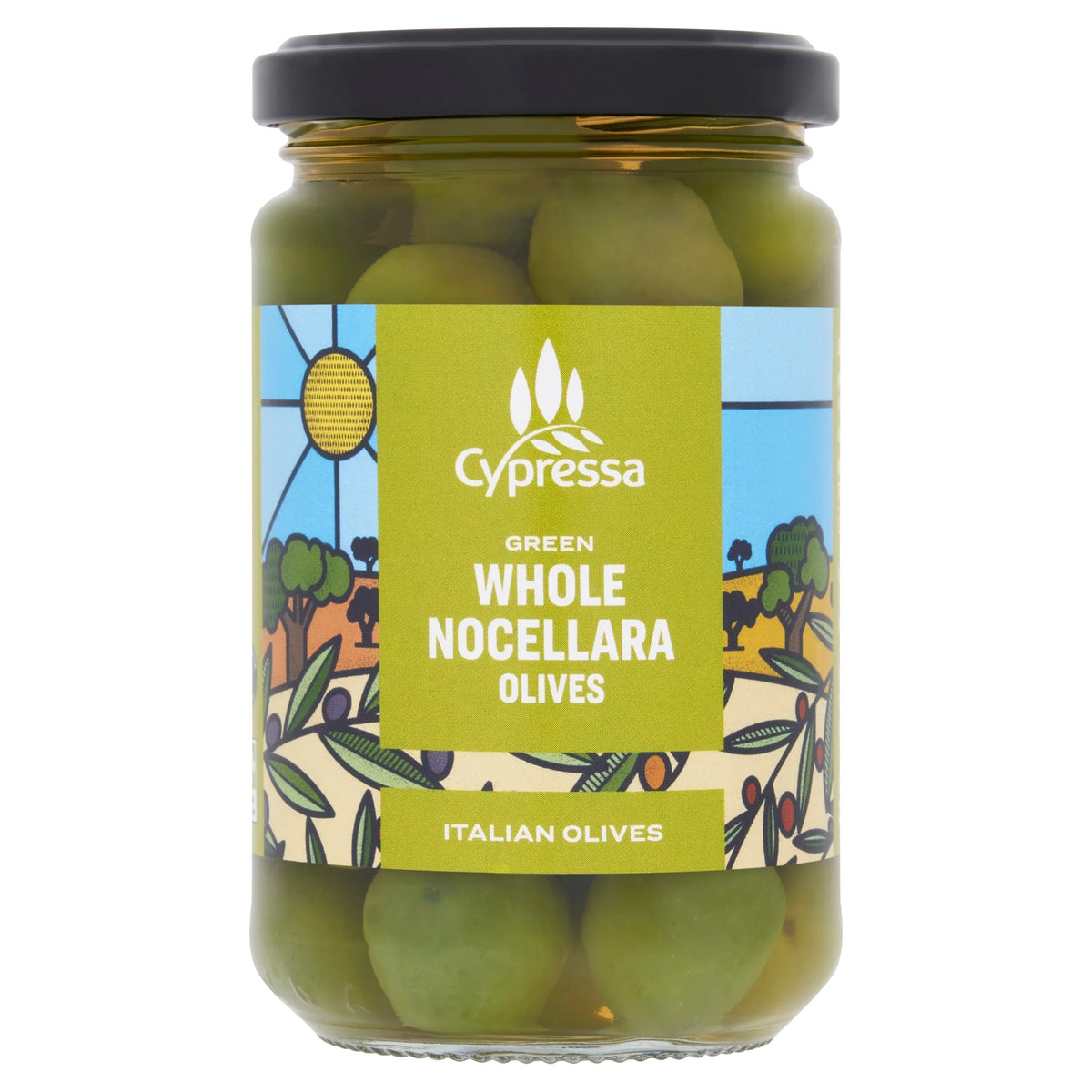 Green Whole Nocellara Olives 290g by CYPRESSA