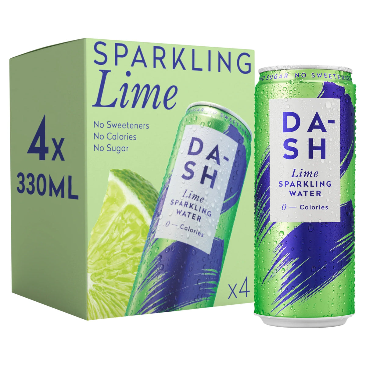 Lime Sparkling Water 4 X 330ml by DASH at The British Vault