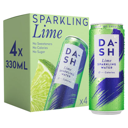 Lime Sparkling Water 4 X 330ml by DASH at The British Vault