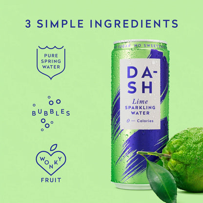 Lime Sparkling Water 4 X 330ml by DASH at The British Vault