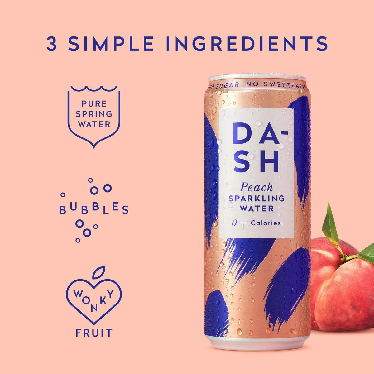 Peach Sparkling Water 4 X 330ml by DASH