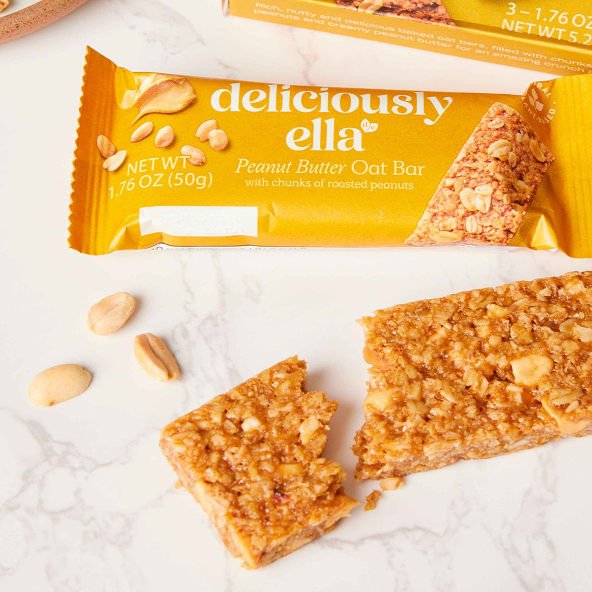 Baked Flapjack Oat Bars - Peanut Butter 3 Pack 50g by DELICIOUSLY ELLA