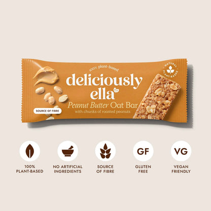 Baked Flapjack Oat Bars - Peanut Butter 3 Pack 50g by DELICIOUSLY ELLA