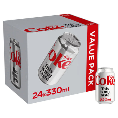Diet Coke Soft Drink Cans 24 X 330 Ml by Coca-Cola