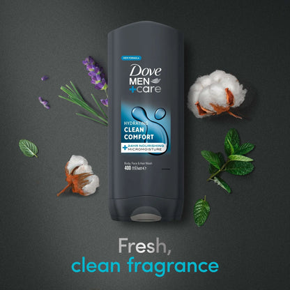 Men+Care Clean Comfort 3-in-1 Body Face Hair Wash Shower Gel by Dove