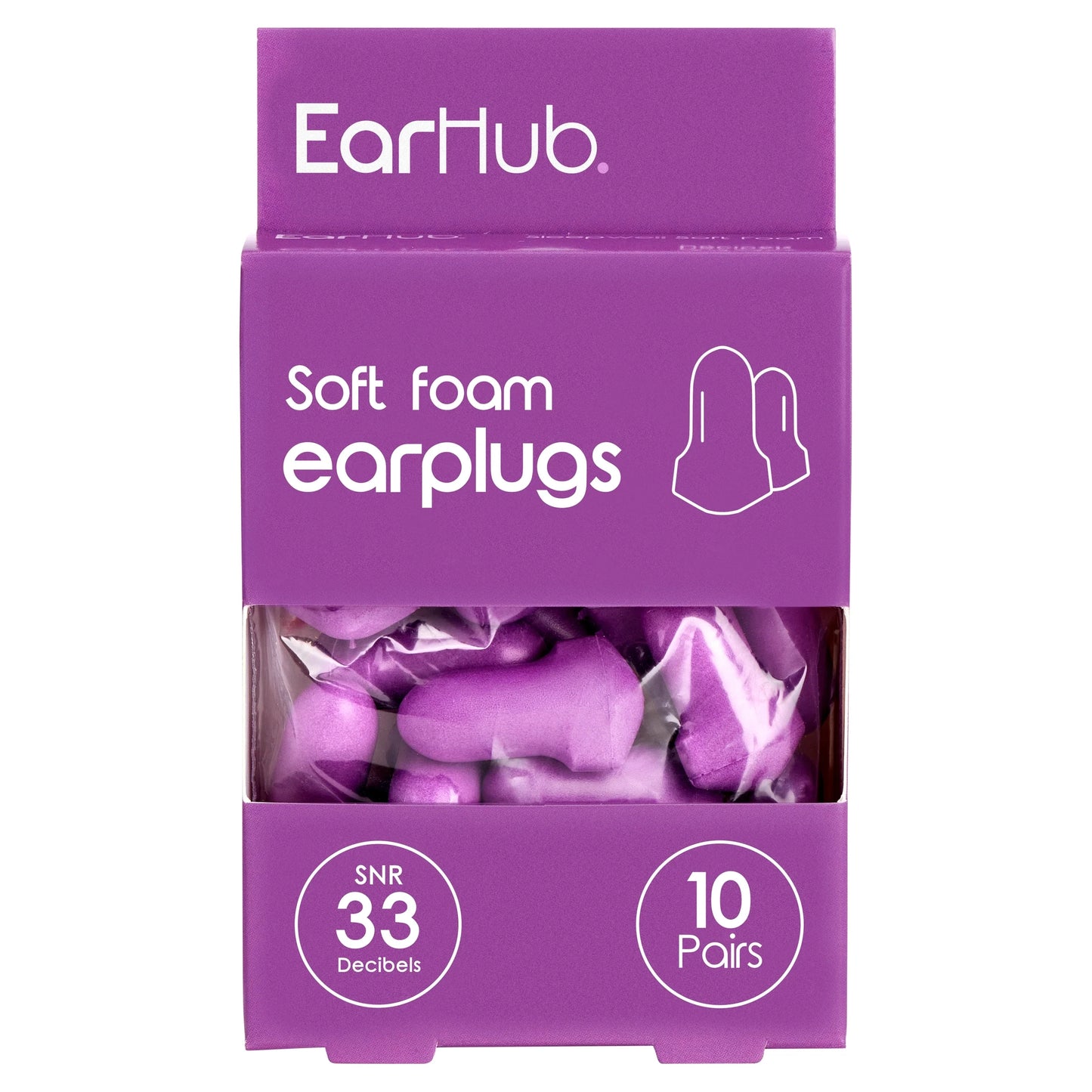 Soft Foam Earplugs 10 Pairs by EARHUB