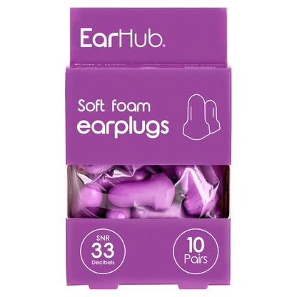 Soft Foam Earplugs 10 Pairs by EARHUB