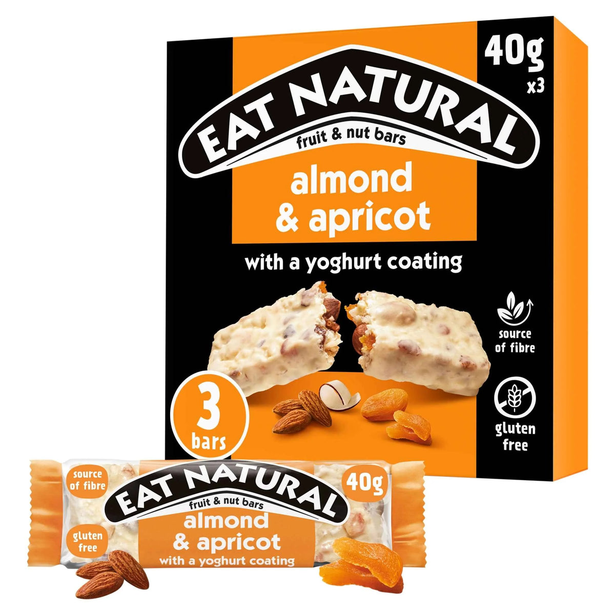 Fruit & Nut Bars With Almond, Apricot & Yoghurt 3 X 40g by EAT NATURAL