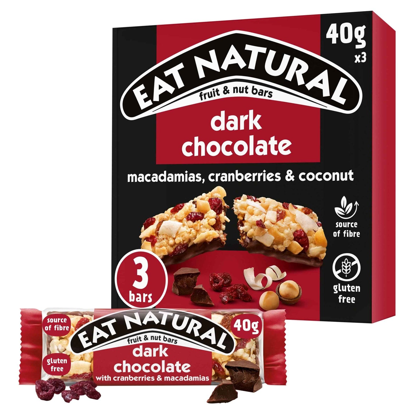Fruit & Nut Bars With Dark Chocolate, Cranberries & by EAT NATURAL