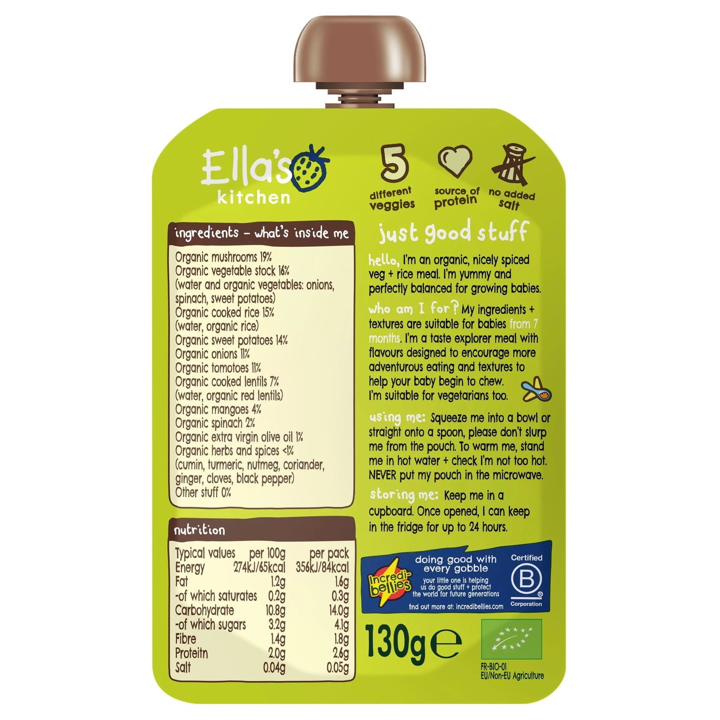 7 Month Plus Veggie Biryani 130g by Ella's kitchen