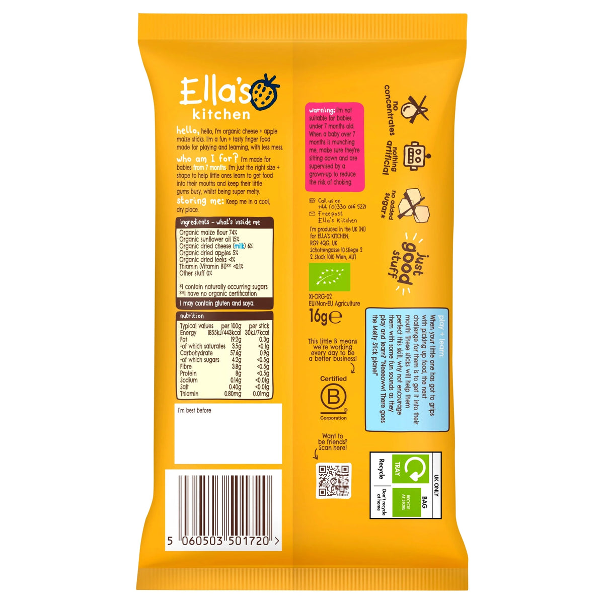 Cheese Plus Apple Melty Sticks by Ella's kitchen