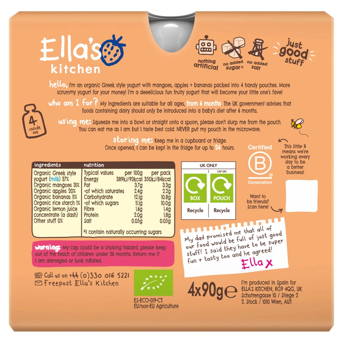 Organic Greek Style Mango by Ella's kitchen