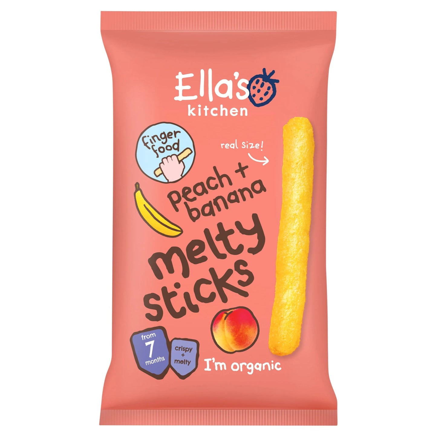 Organic Peach & Banana Melty Sticks 16g by Ella's kitchen