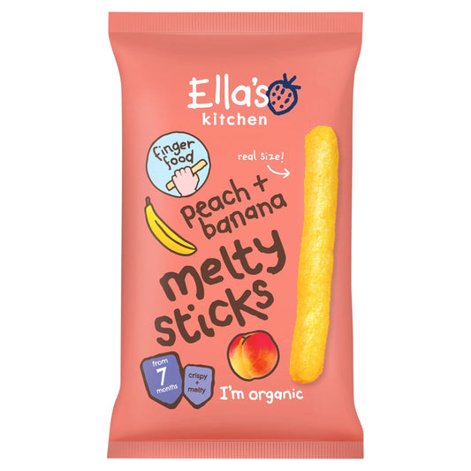 Organic Peach & Banana Melty Sticks 16g by Ella's kitchen