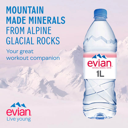 Natural Bottled Mineral Still Water 1l by EVIAN