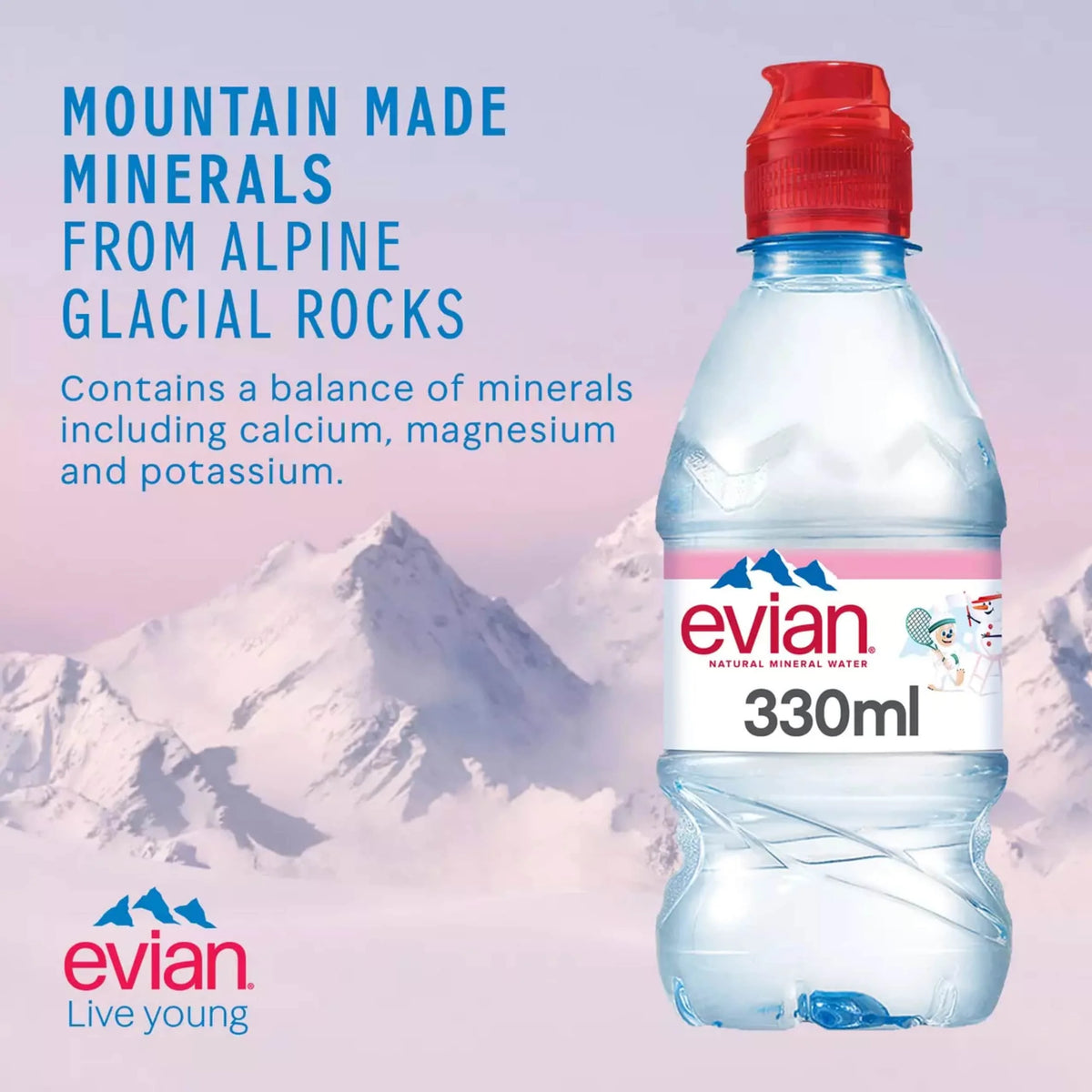 Natural Mineral Water 12x330ml by EVIAN