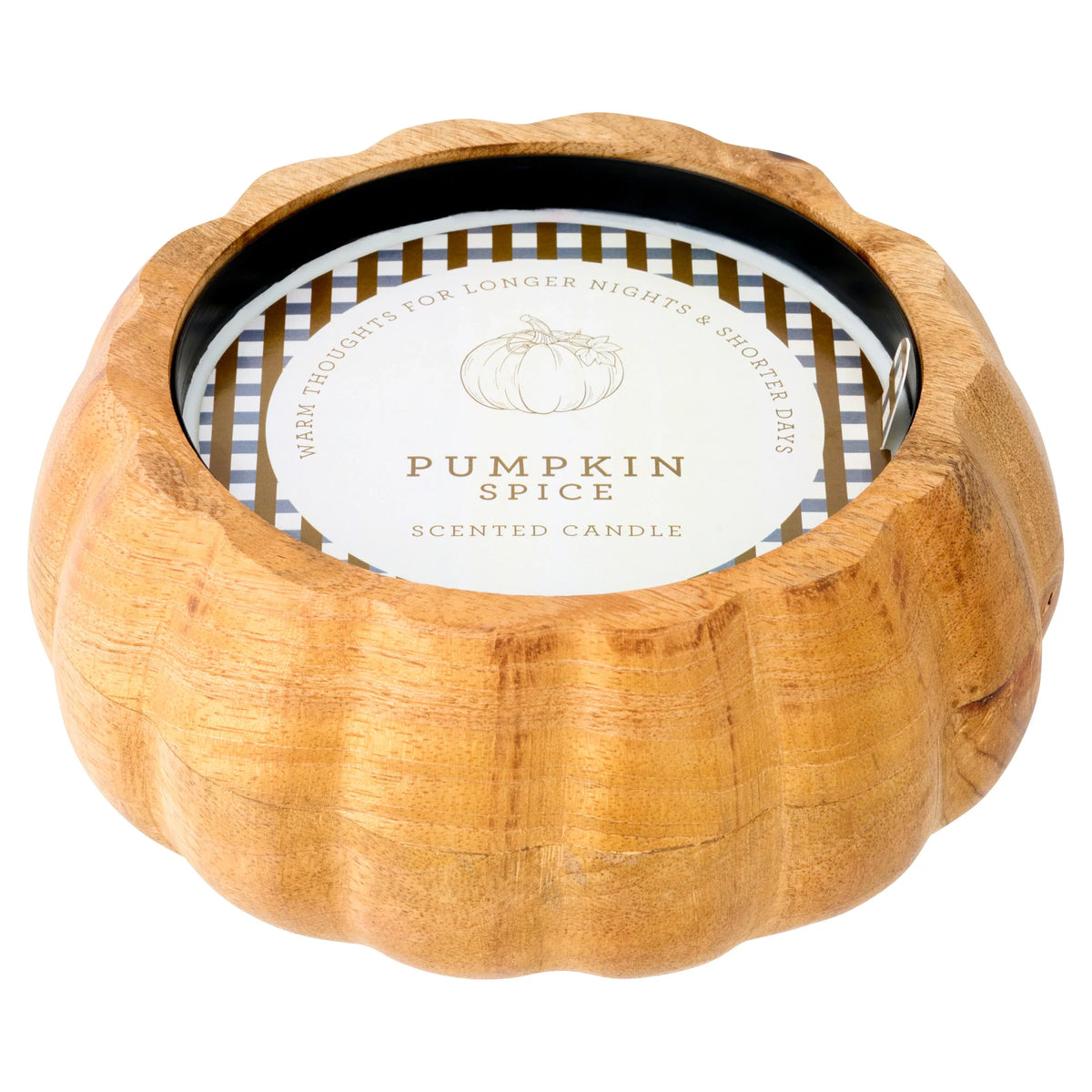 Autumn Wooden Pumpkin Candle 426g by F&F HOME at The British Vault