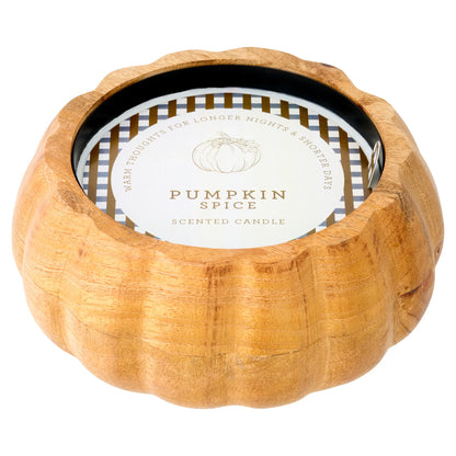 Autumn Wooden Pumpkin Candle 426g by F&F HOME at The British Vault