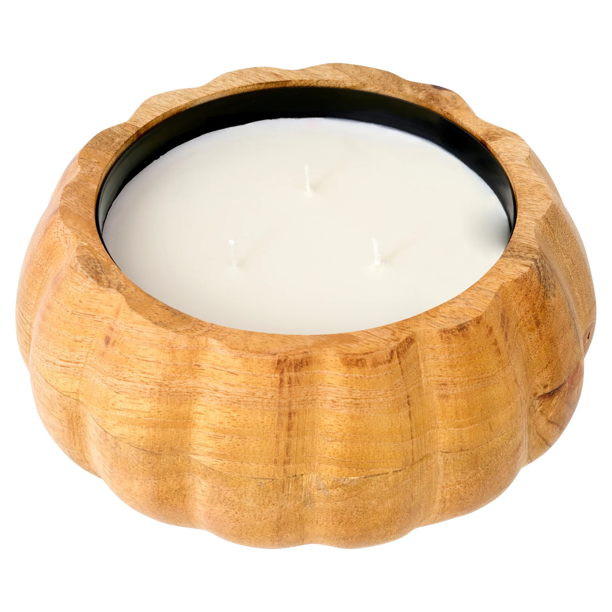 Autumn Wooden Pumpkin Candle 426g by F&F HOME at The British Vault