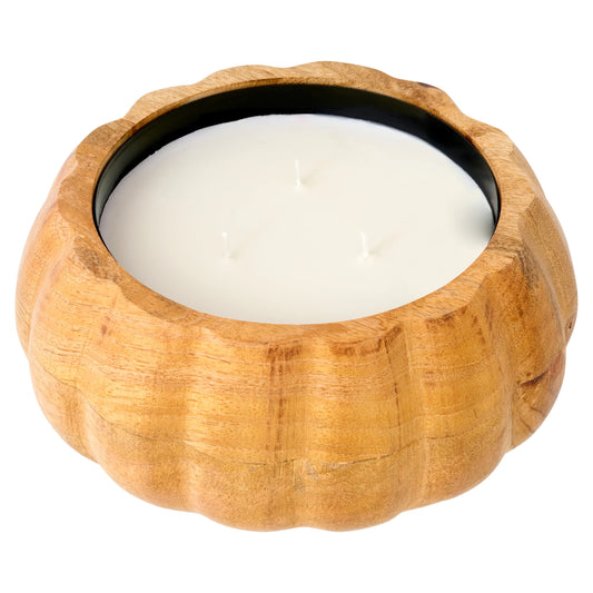 Autumn Wooden Pumpkin Candle 426g by F&F HOME at The British Vault