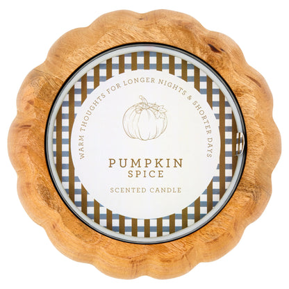 Autumn Wooden Pumpkin Candle 426g by F&F HOME at The British Vault