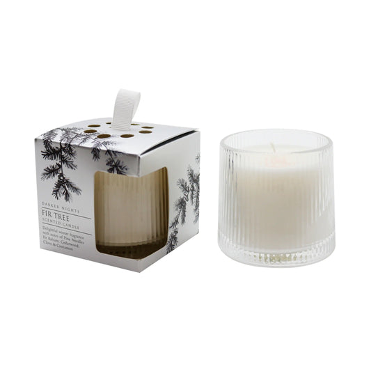 Norsk Fir Boxed Ribbed Candle 100g by F&F HOME at The British Vault