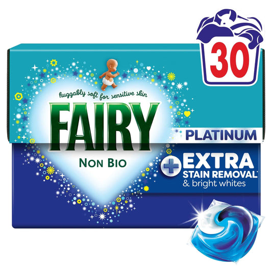 Non Bio Platinum Washing Pods Extra Stain Removal 30 Washes by FAIRY