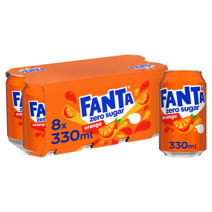 Fanta Zero Orange Soft Drink Cans 8 X 330 Ml by Coca-Cola