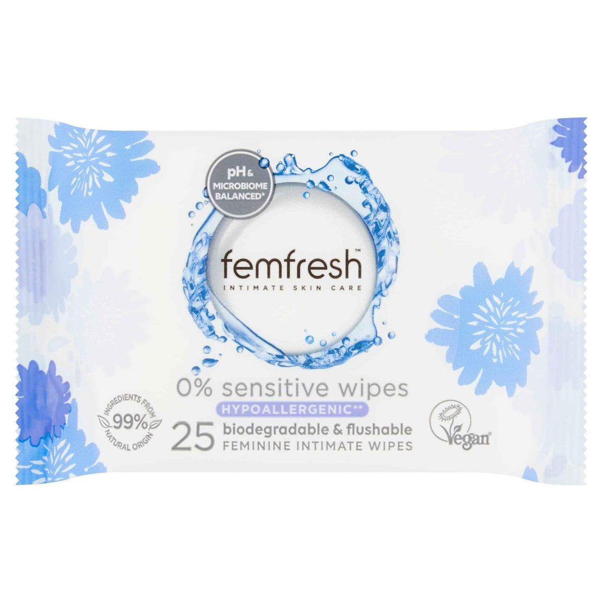 0% Sensitive Wipes 25 Pack by FEMFRESH
