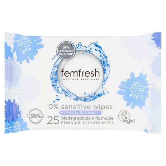 0% Sensitive Wipes 25 Pack by FEMFRESH