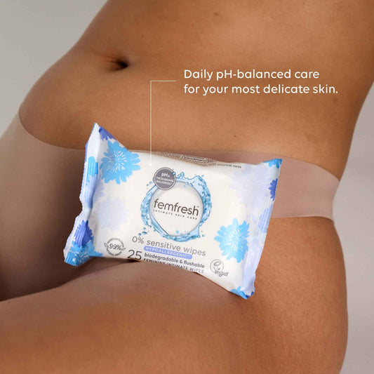 0% Sensitive Wipes 25 Pack by FEMFRESH