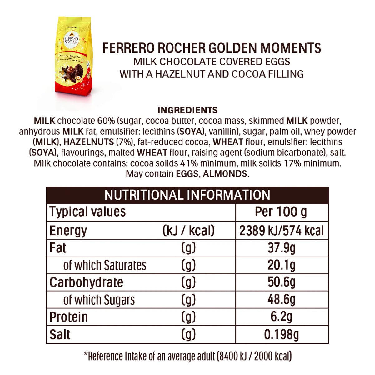 Rocher Golden Winter Moments Milk by FERRERO at The British Vault
