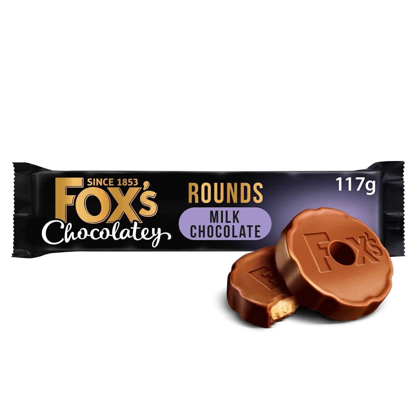 Chocolatey Biscuits Milk Chocolate Rounds 117g by FOX'S