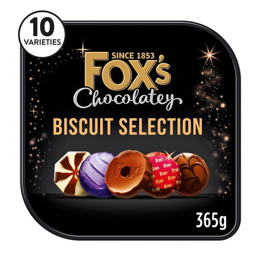 Chocolatey Tin 365g by FOX'S at The British Vault