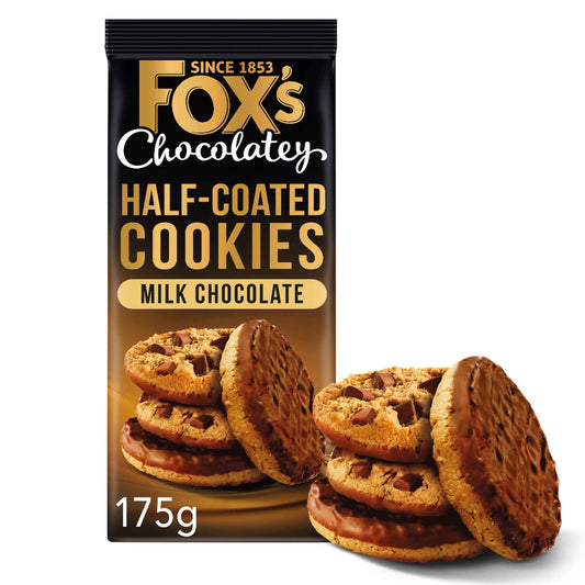 Half Coated Milk Chocolate Cookies 175g by FOX'S