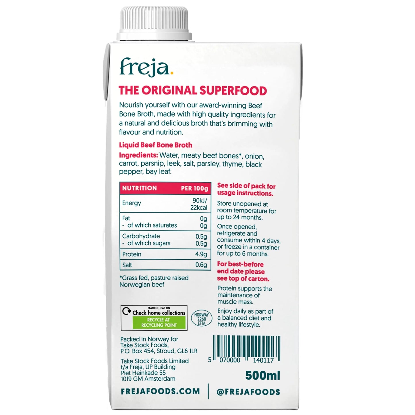 Beef Bone Broth 500ml by Freja