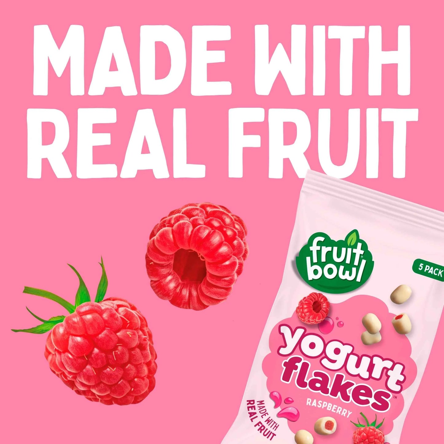 Raspberry Yogurt Flakes 5 X 18g by FRUIT BOWL