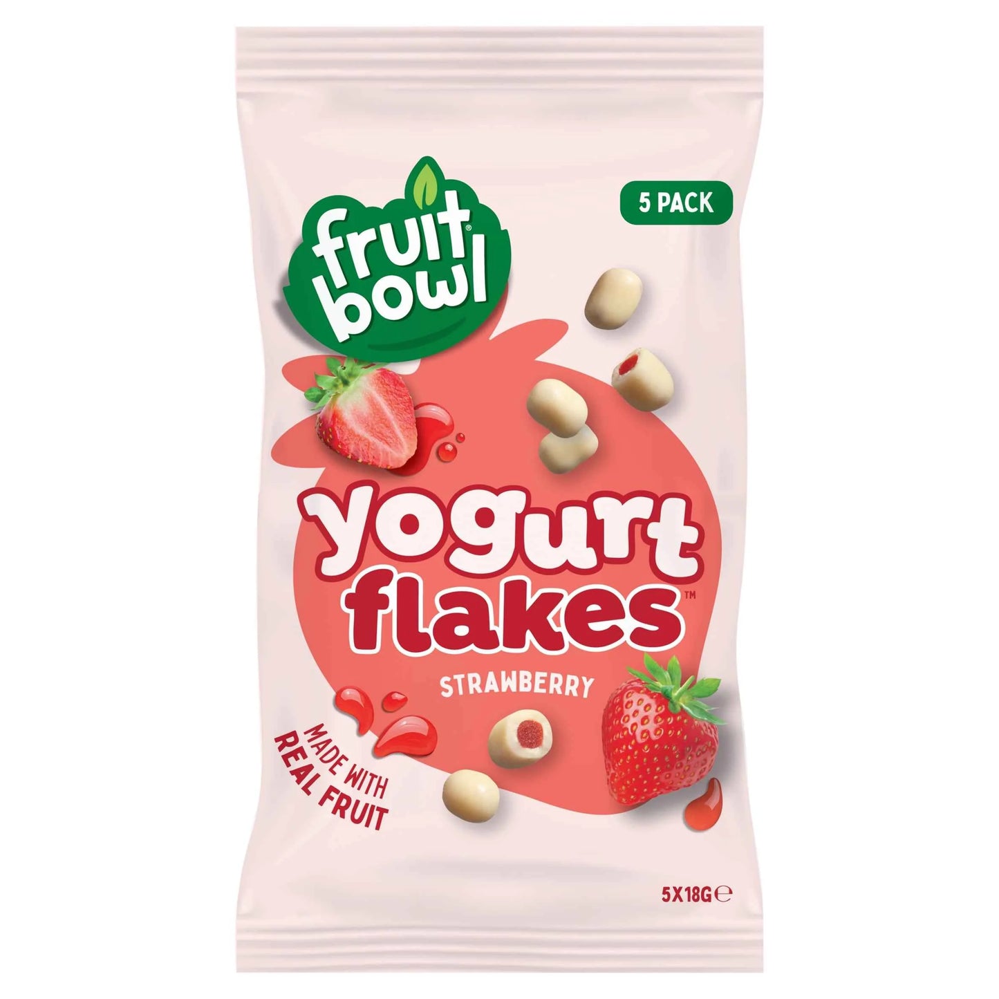 Strawberry Yogurt Flakes 5 X 18g by FRUIT BOWL