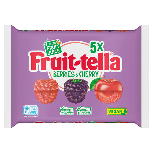Fruittella Berries & Cherry 5x41g by Fruit-tella at The British Vault