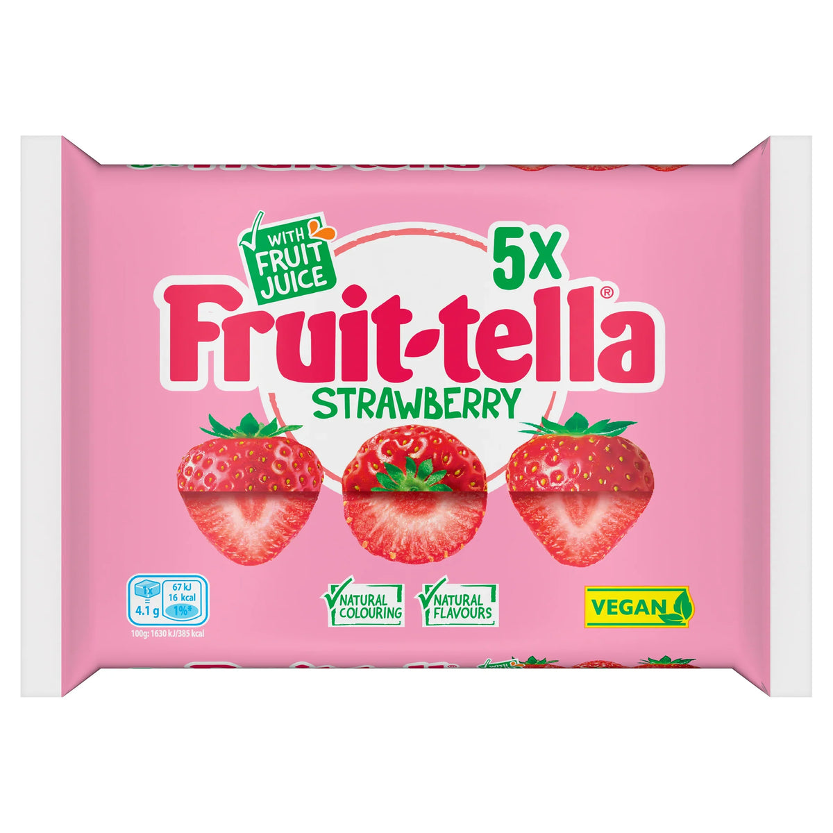 Fruittella Strawberry 5x41g by Fruit-tella at The British Vault