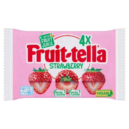 Fruittella Strawberry Vegan 4 X 41g by Fruit-tella