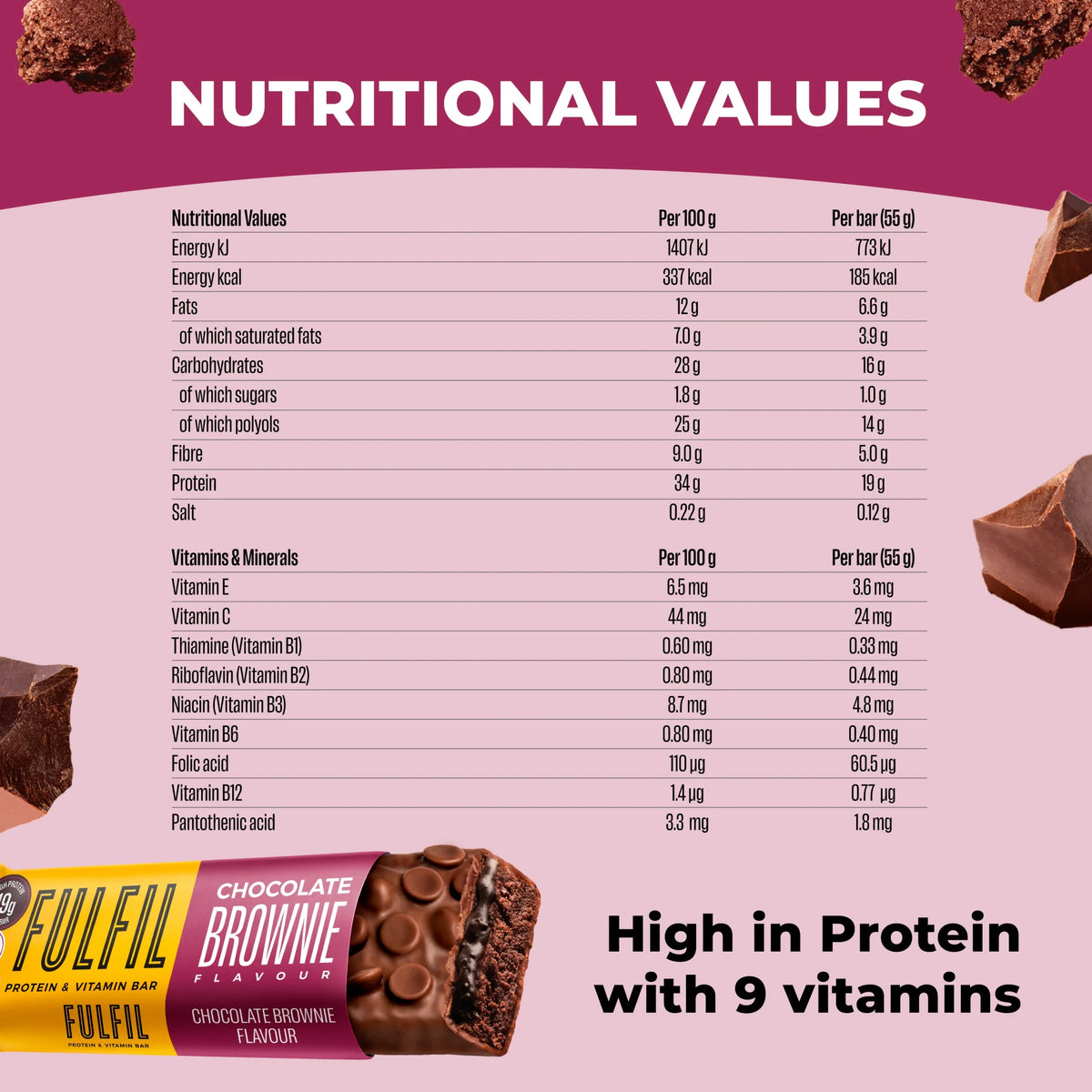 Chocolate Brownie Protein & Vitamin by FULFIL at The British Vault
