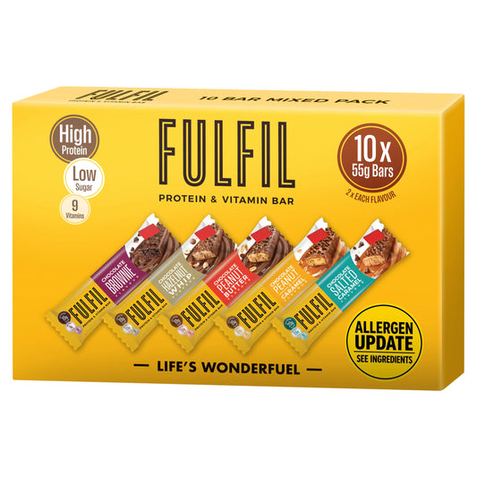 Protein & Vitamin Bar Mixed Pack 10x55g by FULFIL at The British Vault