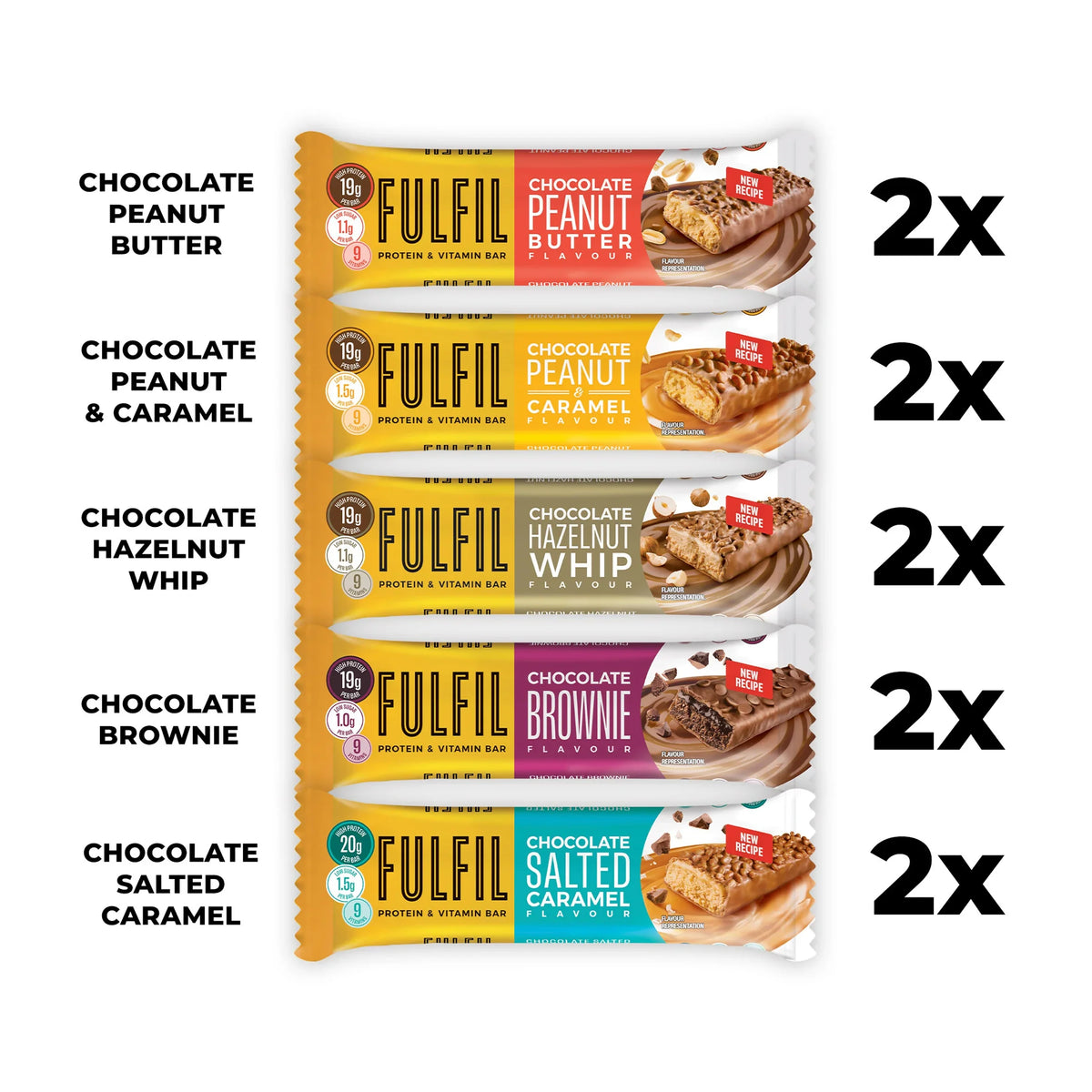 Protein & Vitamin Bar Mixed Pack 10x55g by FULFIL at The British Vault