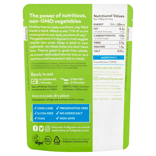 Fullgreen Riced Cauliflower 200g by CAULI RICE