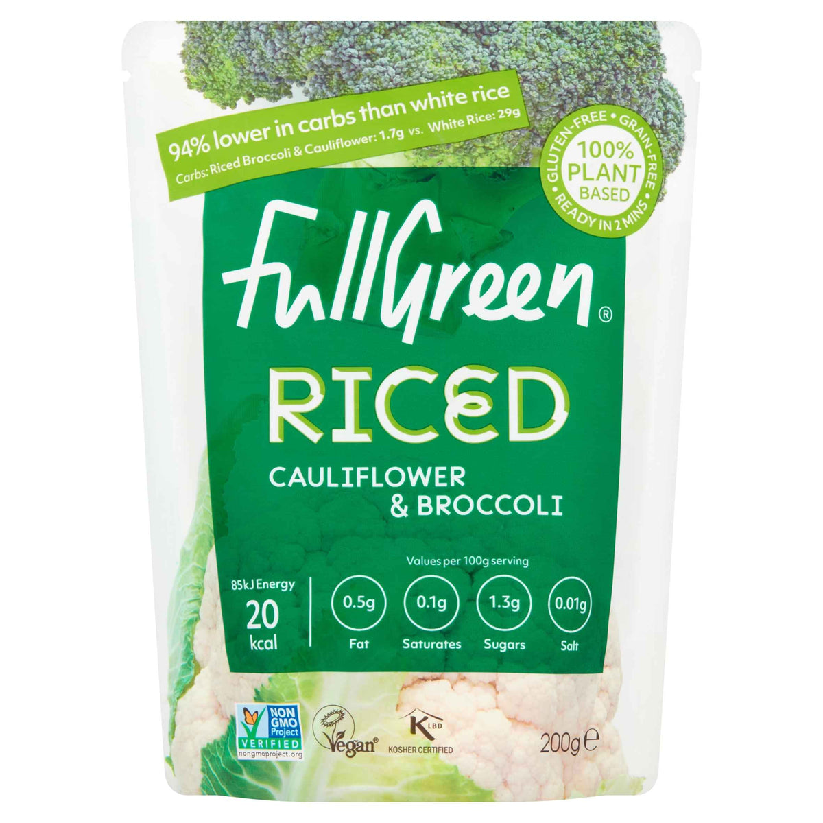 Riced Cauliflower & Broccoli 200g by FULLGREEN
